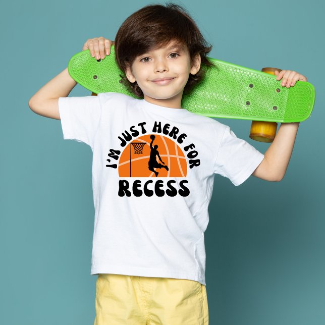 Camiseta Estoy aquí por el baloncesto de receso de vuelta a (I'm Just Here for Recess Basketball Back to School Clothing for Boys)