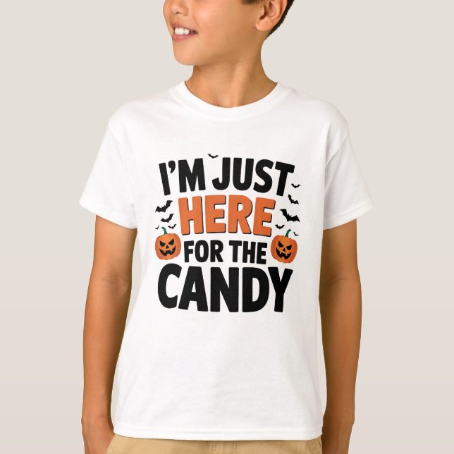 Camiseta Estoy aquí por el dulce - Halloween divertido (Anverso)