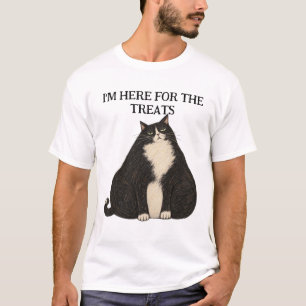 CAMISETA ESTOY AQUÍ POR LAS GOLOSINAS GATO DE ESMOQUIN
