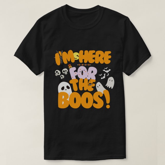 Camiseta ¡Estoy Aquí Por Los Boos! Halloween Cute Ghost (Diseño del anverso)