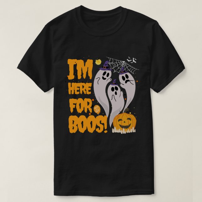 Camiseta ¡Estoy Aquí Por Los Boos! Halloween Tres Amigables (Diseño del anverso)