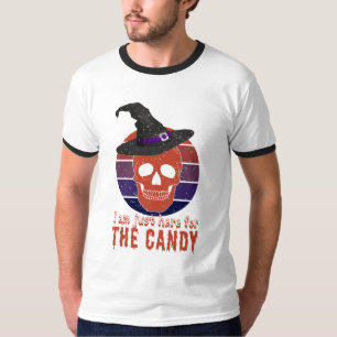 Camiseta Estoy aquí por los dulces. Diseño curioso y escalo