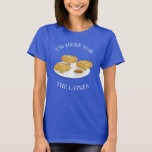 Camiseta Estoy aquí por los personajes de caricatura de Lat<br><div class="desc">Una camiseta que te permite admitir que estás ahí para los lagos. El resto de tu celebración de Hanukkah,  por supuesto. Pero... también los latkes.</div>