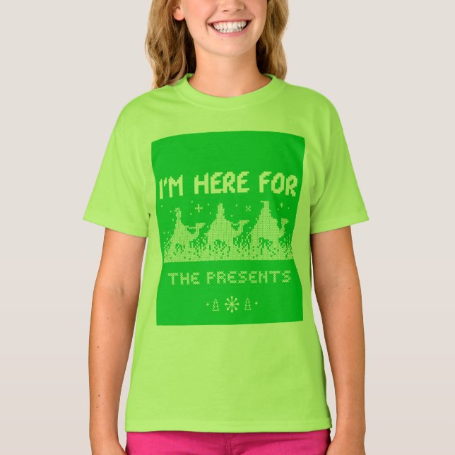 Camiseta Estoy aquí por los regalos (Anverso)