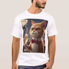 Camiseta Estoy aquí solo por el champán – Gato gruñón de fi
