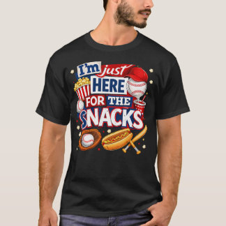 Camiseta ESTOY AQUÍ SOLO POR LOS SNACKS divertido béisbol