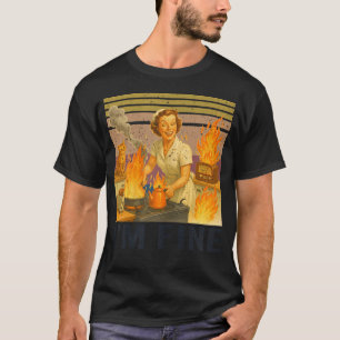 Camiseta Estoy Bien Ama de Casa Retro Cocinando Cocina Vint