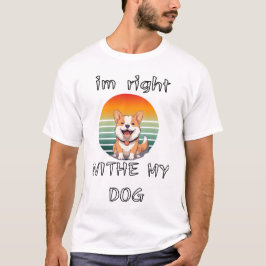 Camiseta Estoy-Bien-Con-Mi-Perro-Amanecer-Retro-Corgi