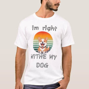 Camiseta Estoy-Bien-Con-Mi-Perro-Amanecer-Retro-Corgi