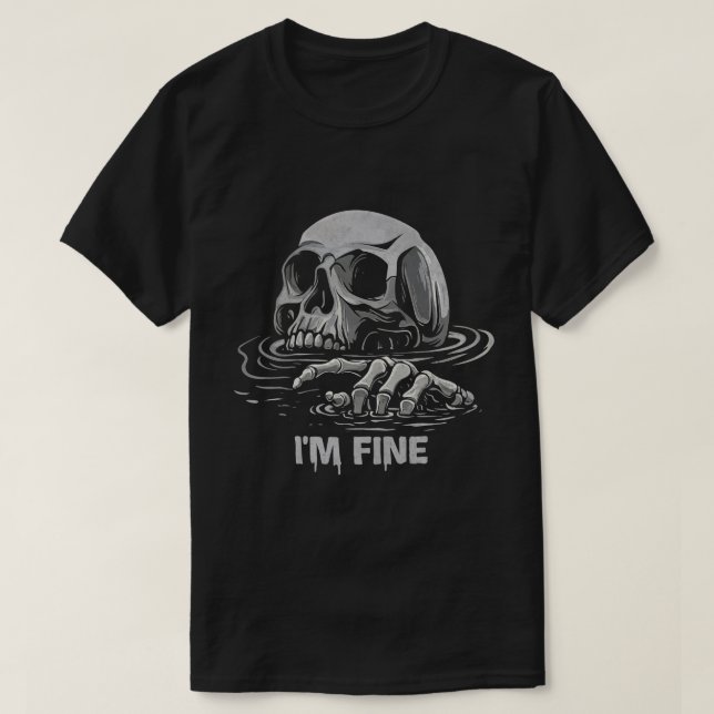 Camiseta Estoy Bien Esqueleto Ahogándose  (Diseño del anverso)