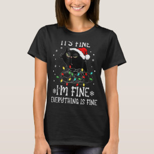 Camiseta Estoy Bien Todo Está Bien Gatos Navidad Familia