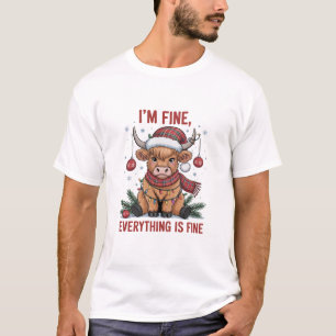 Camiseta Estoy Bien Todo Está Bien Navidad Vaca de las Tier