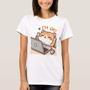 Camiseta Estoy bien, un gato perezoso que trabaja en una la