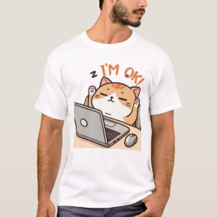 Camiseta Estoy bien, un gato perezoso que trabaja en una la