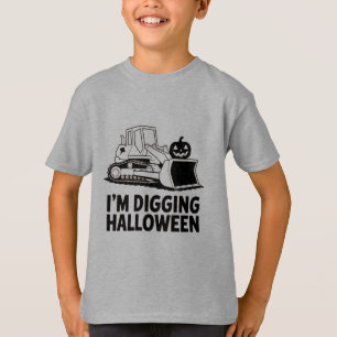 Camiseta Estoy Cavando Halloween Cara de Calabaza Tractor N