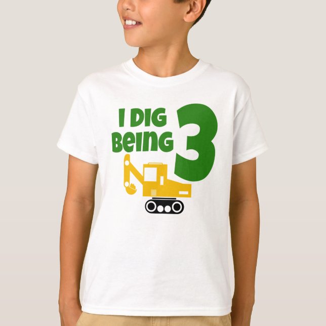 Camiseta Estoy cavando siendo 3 niños construcción de terce (Anverso)