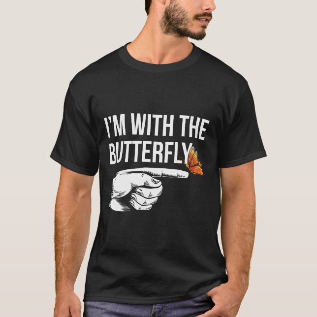 Camiseta Estoy con el Fiesta mariposa haciendo juego de par (Anverso)