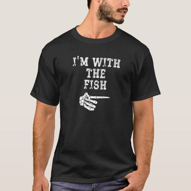 Camiseta Estoy con el punto de pescado parejas coincidentes (Anverso)