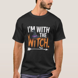 Camiseta Estoy con la Bruja Parejas Divertidas de Halloween