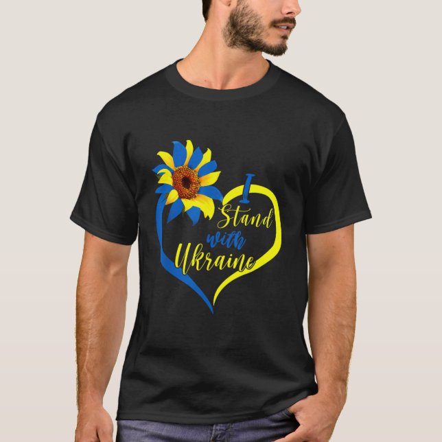 Camiseta Estoy con Ucrania del corazón del girasol Ucrania (Anverso)