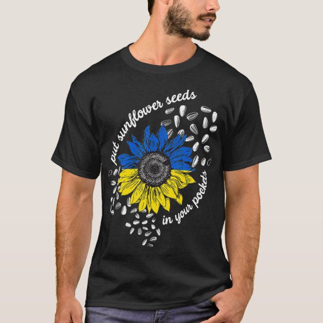 Camiseta Estoy con Ucrania poniendo semillas de girasol en  (Anverso)