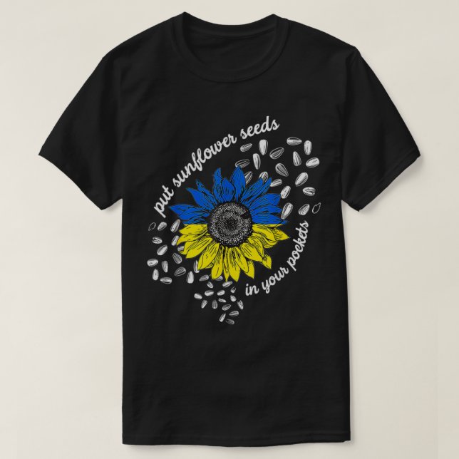 Camiseta Estoy con Ucrania poniendo semillas de girasol en  (Diseño del anverso)