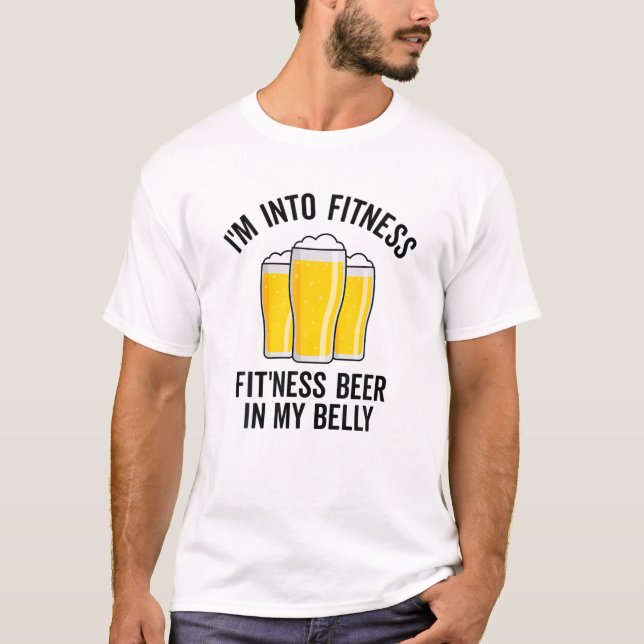 Camiseta Estoy En El Fitness De Esta Cerveza En Mi Belly Fu (Anverso)
