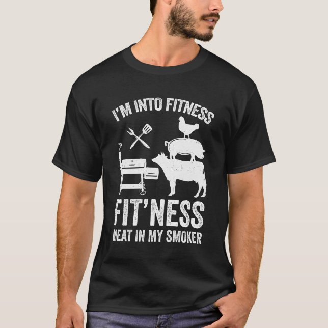 Camiseta Estoy en Fitness Funny BBQ Carne Humo Arte para mí (Anverso)