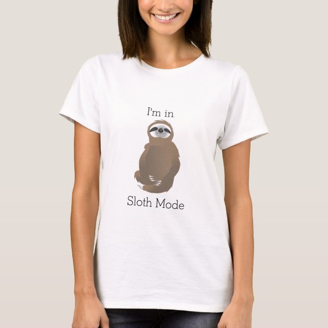 Camiseta "Estoy en modo eslogan" Brown Sleeping Sloth (Anverso)