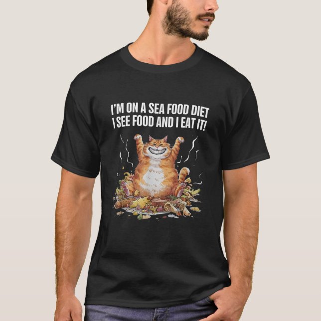 Camiseta Estoy en una dieta de marisco Veo comida y la como (Anverso)