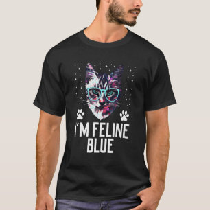 Camiseta Estoy felino gato azul Humor gatito gato mamá 1