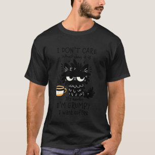 Camiseta Estoy gruñón, quiero café gato negro humor de la m