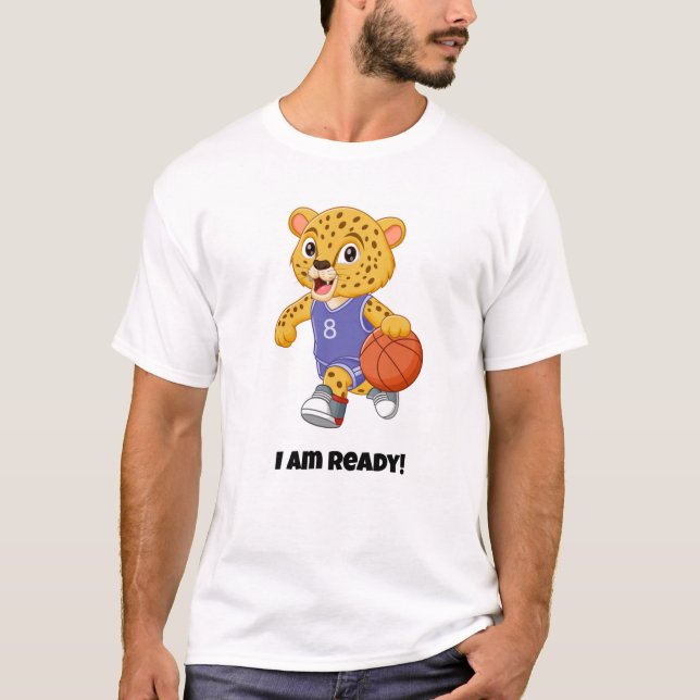 Camiseta ¡Estoy listo! Gato divertido/Baloncesto (Anverso)