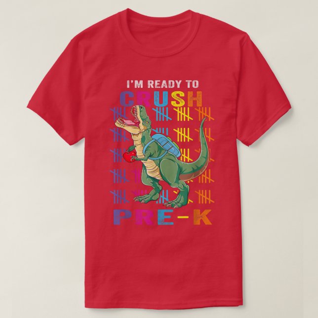 Camiseta Estoy listo para aplastar a los dinosaurios pre K  (Diseño del anverso)