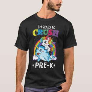 Camiseta Estoy listo para aplastar a Pre K Narwhal Unicorn