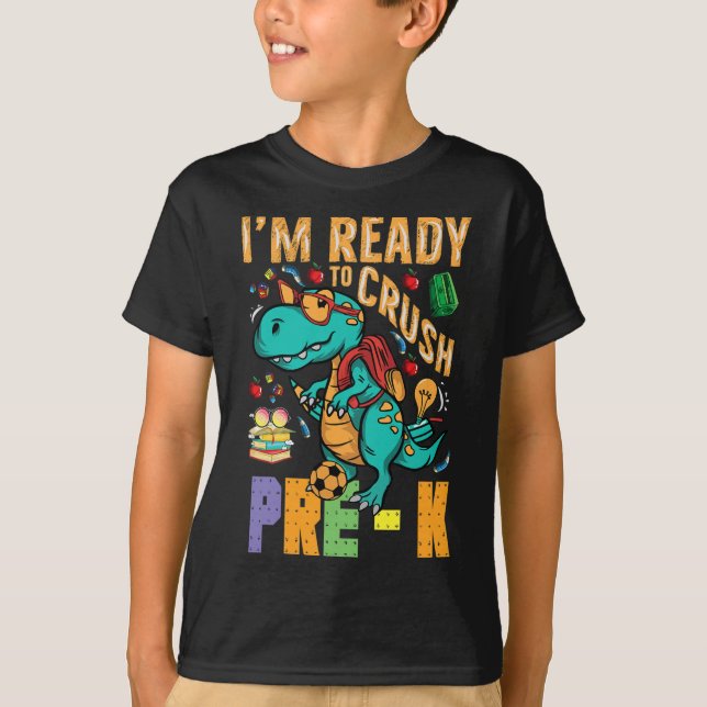 Camiseta Estoy listo para aplastar al monstruo preK. (Anverso)