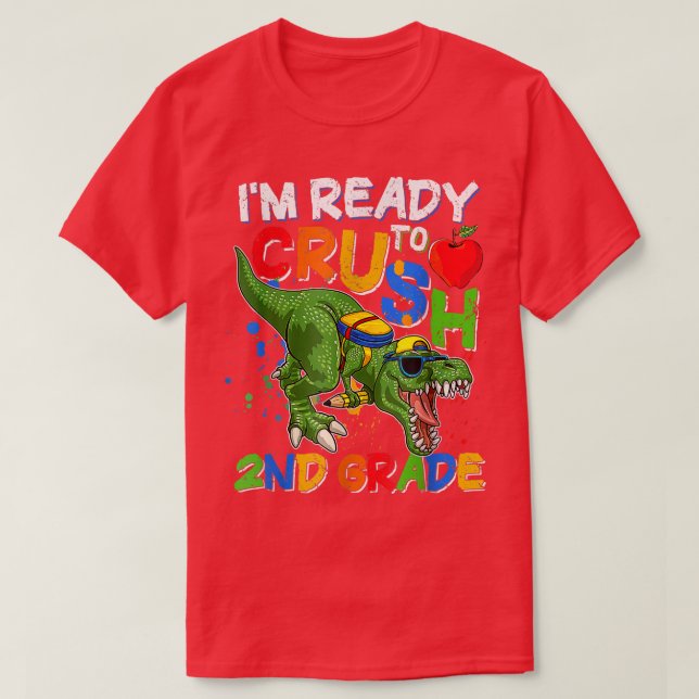 Camiseta Estoy listo para aplastar al segundo grado Dino de (Diseño del anverso)