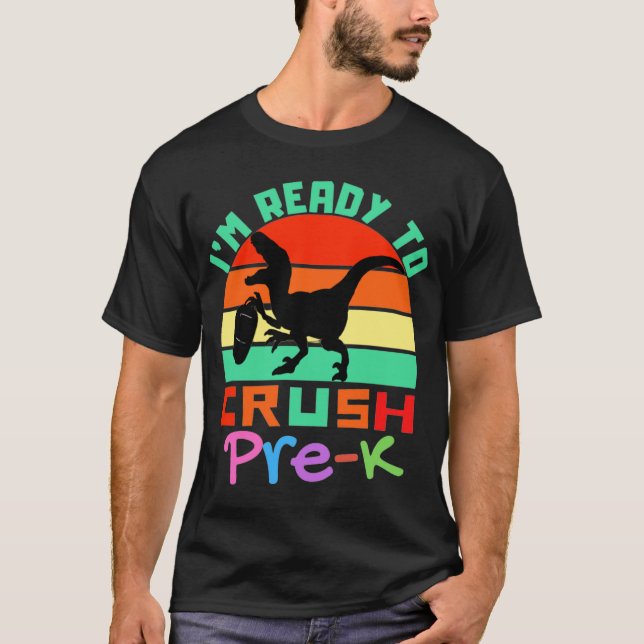 CAMISETA ESTOY LISTO PARA CRUSH PRE-K - GUAY DINOSAUR (Anverso)