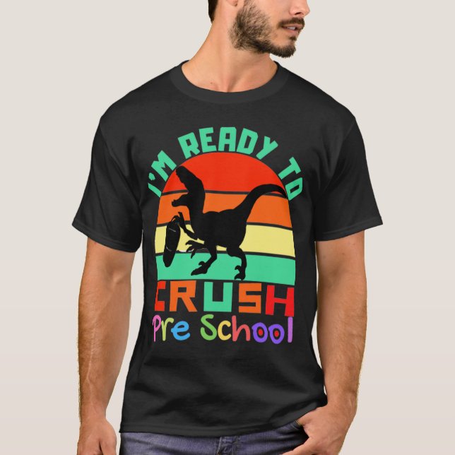 CAMISETA ESTOY LISTO PARA CRUZAR LA PREESCUELA - GUAY DINOS (Anverso)