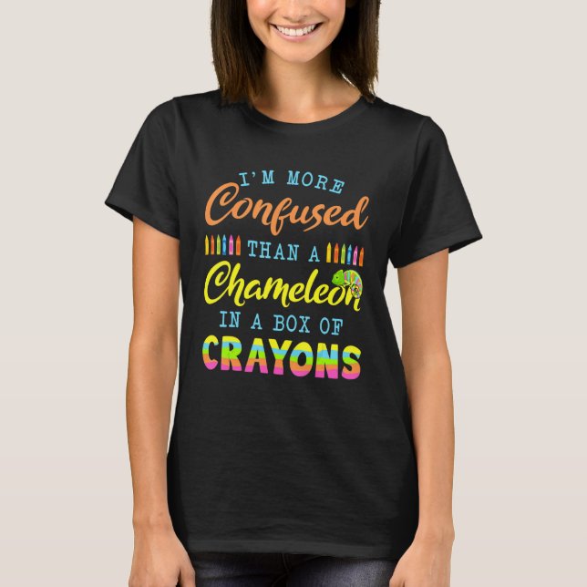 Camiseta Estoy Más Confundido Que Un Chameleon En Una Caja  (Anverso)