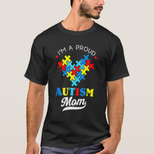 Camiseta Estoy Orgullosa Mamá Autismo Conciencia Corazón Au