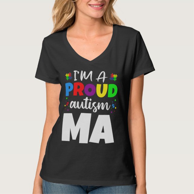 Camiseta Estoy Orgulloso De Mamáes Autismo Conciencia Coraz (Anverso)