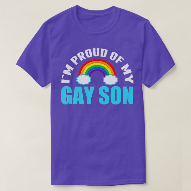 Camiseta Estoy orgulloso de mi hijo gay, mamá o papá LGBQ (Diseño del anverso)