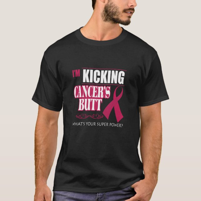 Camiseta Estoy pateando el cáncer pero ¿cuál es tu superpot (Anverso)