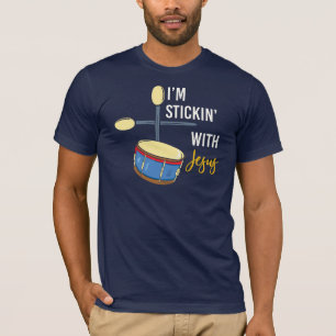 Camiseta Estoy pegando con Jesús Drummer cristiano