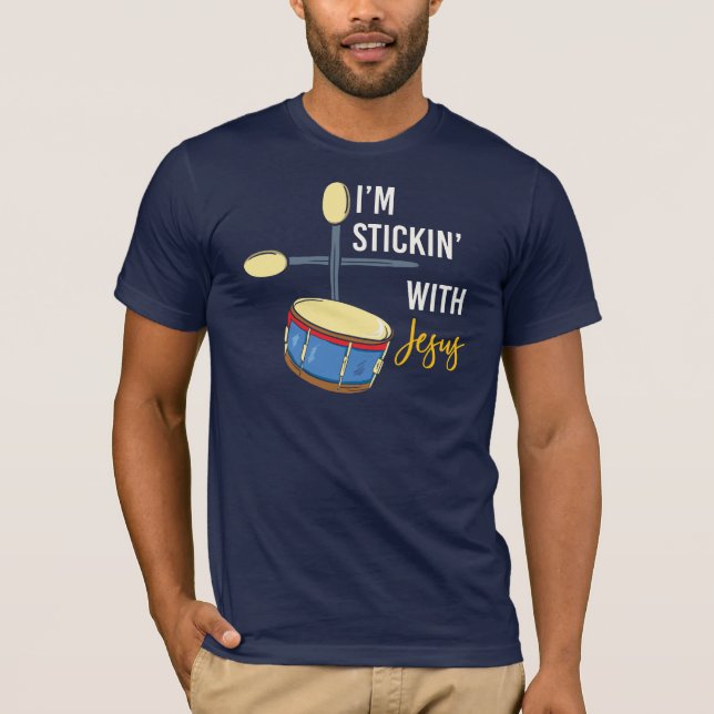 Camiseta Estoy pegando con Jesús Drummer cristiano (Anverso)