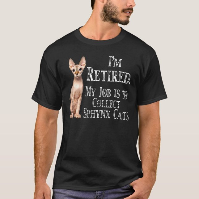 Camiseta Estoy retirado mi trabajo es recoger gatos de Sfin (Anverso)