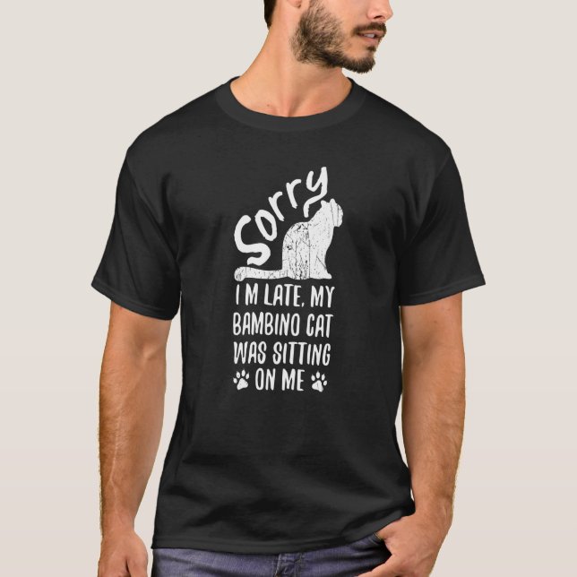 Camiseta Estoy retrasado porque mi gato bambino estaba sent (Anverso)