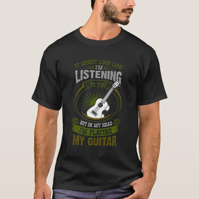 Camiseta Estoy Tocando Guitarra En Mi Cabeza Música De Guit (Anverso)