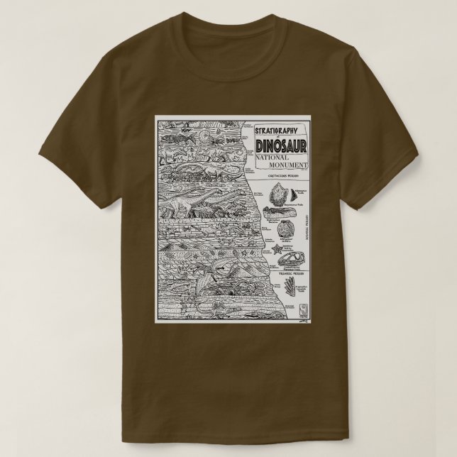 Camiseta Estratigrafía del Monumento Nacional de Dinosaurio (Diseño del anverso)
